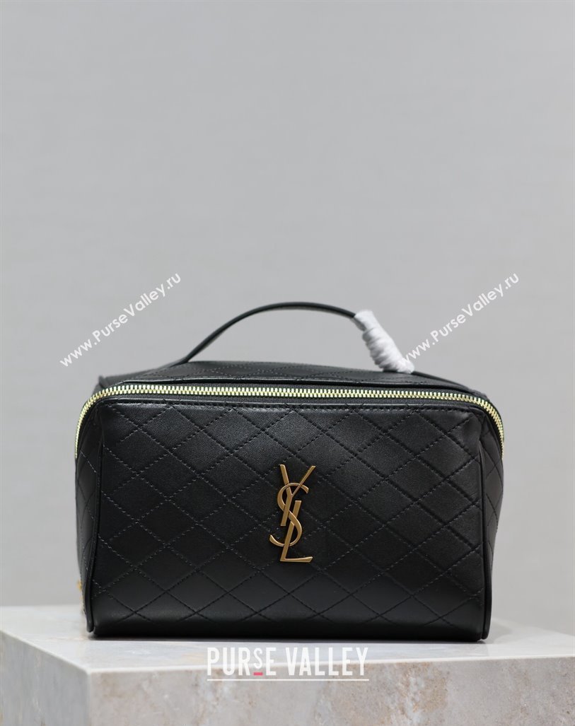 Saint Laurent Gaby Vanity Case in Quilted Lambskin Black 2024 753171 (YY-240525063)