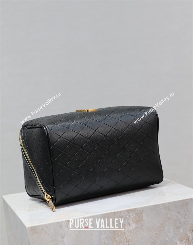 Saint Laurent Gaby Vanity Case in Quilted Lambskin Black 2024 753171 (YY-240525063)