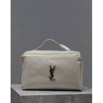 Saint Laurent Gaby Vanity Case in Quilted Lambskin White 2024 753171 (YY-240525064)