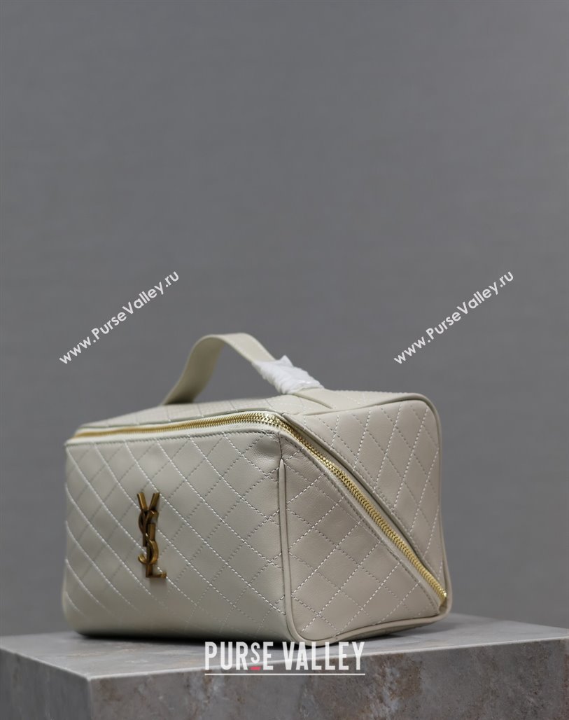 Saint Laurent Gaby Vanity Case in Quilted Lambskin White 2024 753171 (YY-240525064)