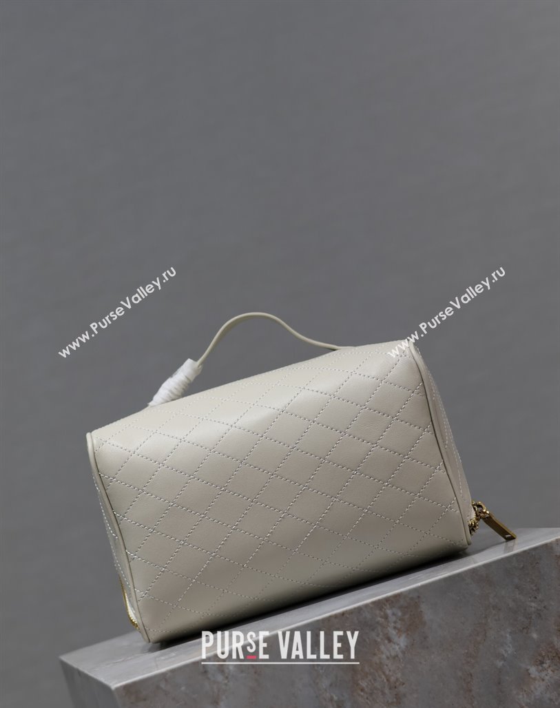 Saint Laurent Gaby Vanity Case in Quilted Lambskin White 2024 753171 (YY-240525064)