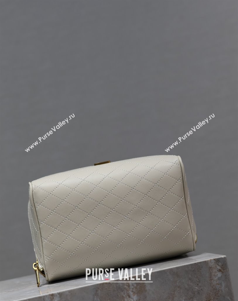 Saint Laurent Gaby Vanity Case in Quilted Lambskin White 2024 753171 (YY-240525064)