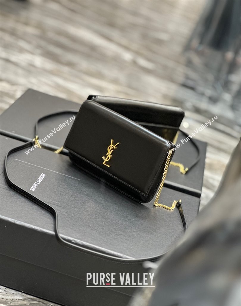 Saint Laurent Cassandre Phone Holder Chain Mini bag in Box Leather Black 2024 635095 (YY-240525065)