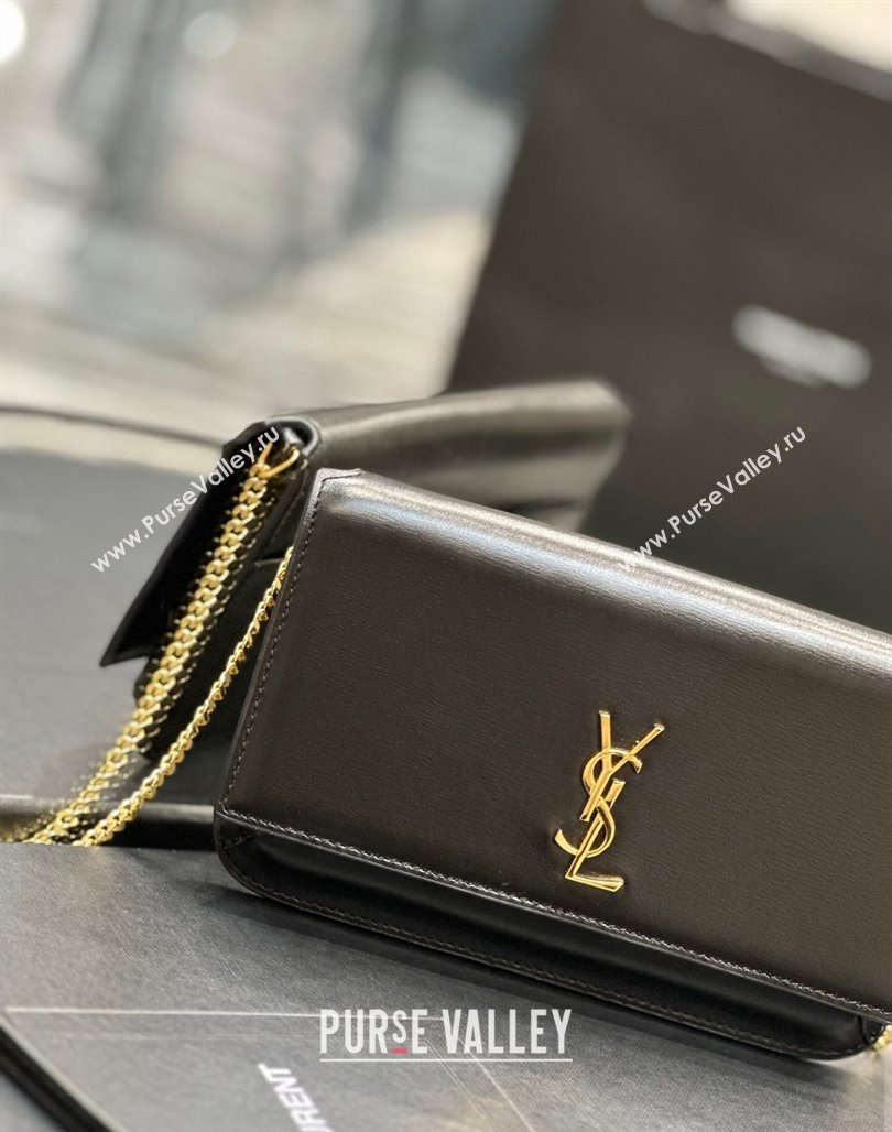 Saint Laurent Cassandre Phone Holder Chain Mini bag in Box Leather Black 2024 635095 (YY-240525065)