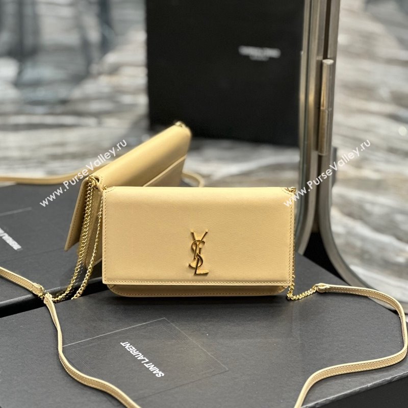 Saint Laurent Cassandre Phone Holder Chain Mini bag in Box Leather Apricot 2024 635095 (YY-240525066)