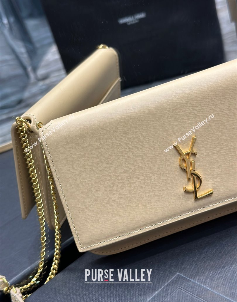 Saint Laurent Cassandre Phone Holder Chain Mini bag in Box Leather Apricot 2024 635095 (YY-240525066)