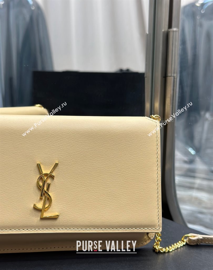 Saint Laurent Cassandre Phone Holder Chain Mini bag in Box Leather Apricot 2024 635095 (YY-240525066)