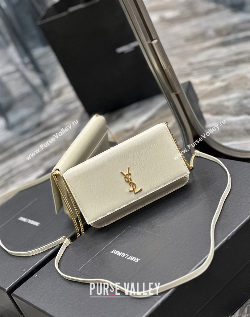 Saint Laurent Cassandre Phone Holder Chain Mini bag in Box Leather White 2024 635095 (YY-240525067)