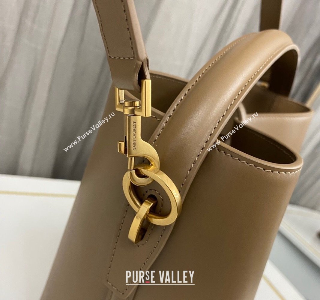 Saint Laurent Le 37 Bucket bag in Shiny Leather 742828 Dark Cork 2024 (nana-240525031)