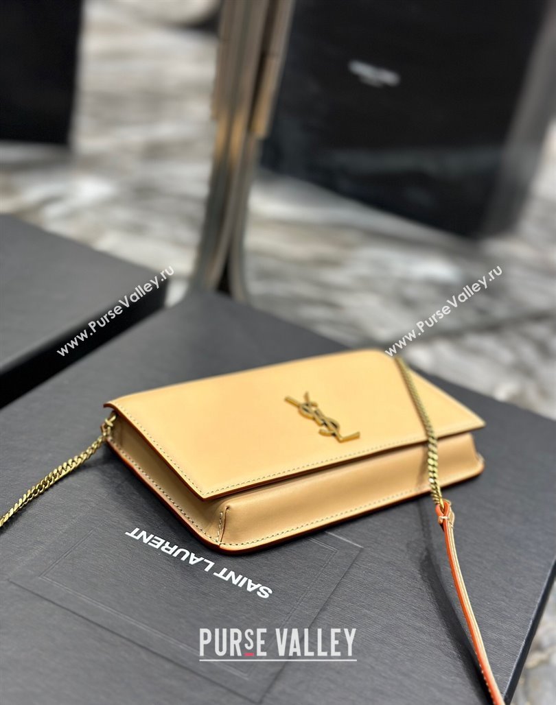 Saint Laurent Cassandre Phone Holder Chain Mini bag in Smooth Leather Apricot 2024 635095 (YY-240525068)