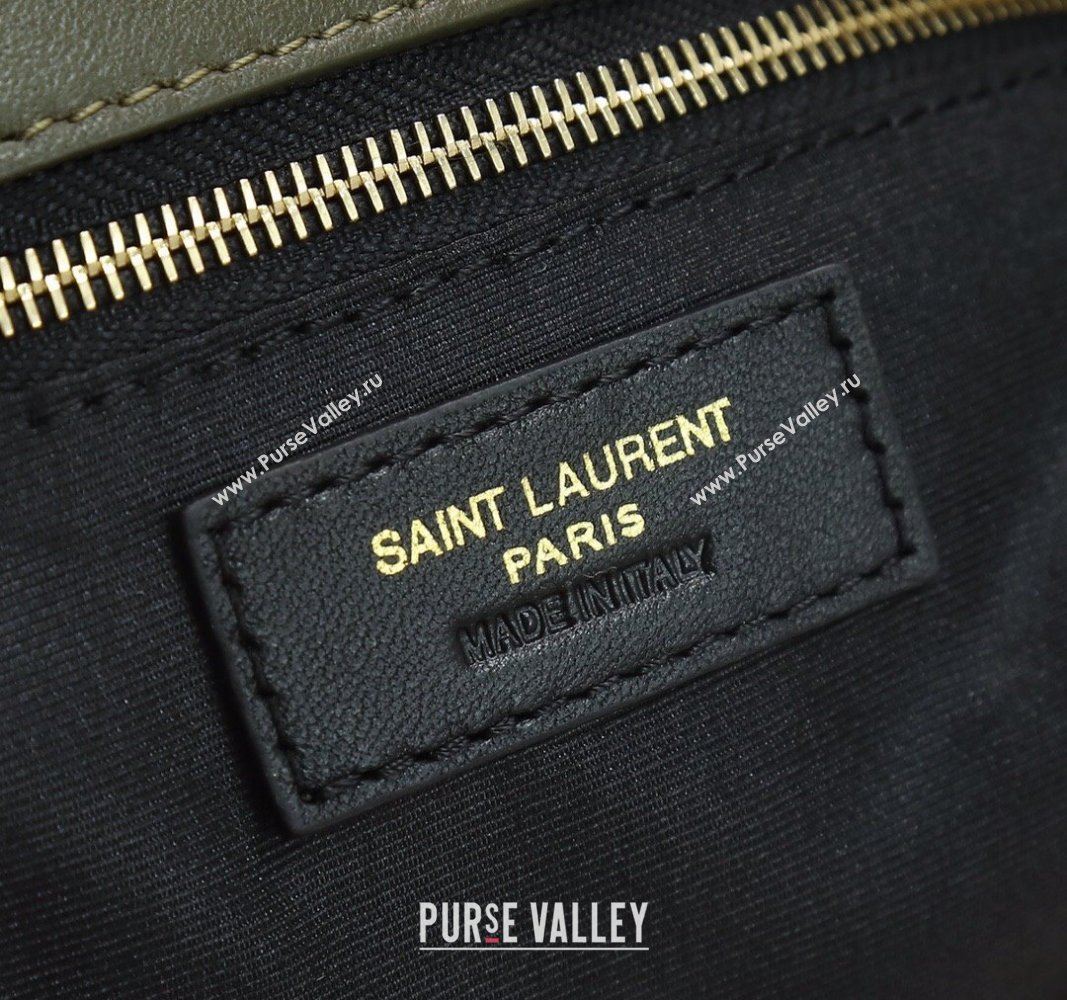 Saint Laurent Loulou Puffer Medium Bag in Quilted Lambskin 577475 Olive Green/Gold 2024 0525 (YY-240525039)