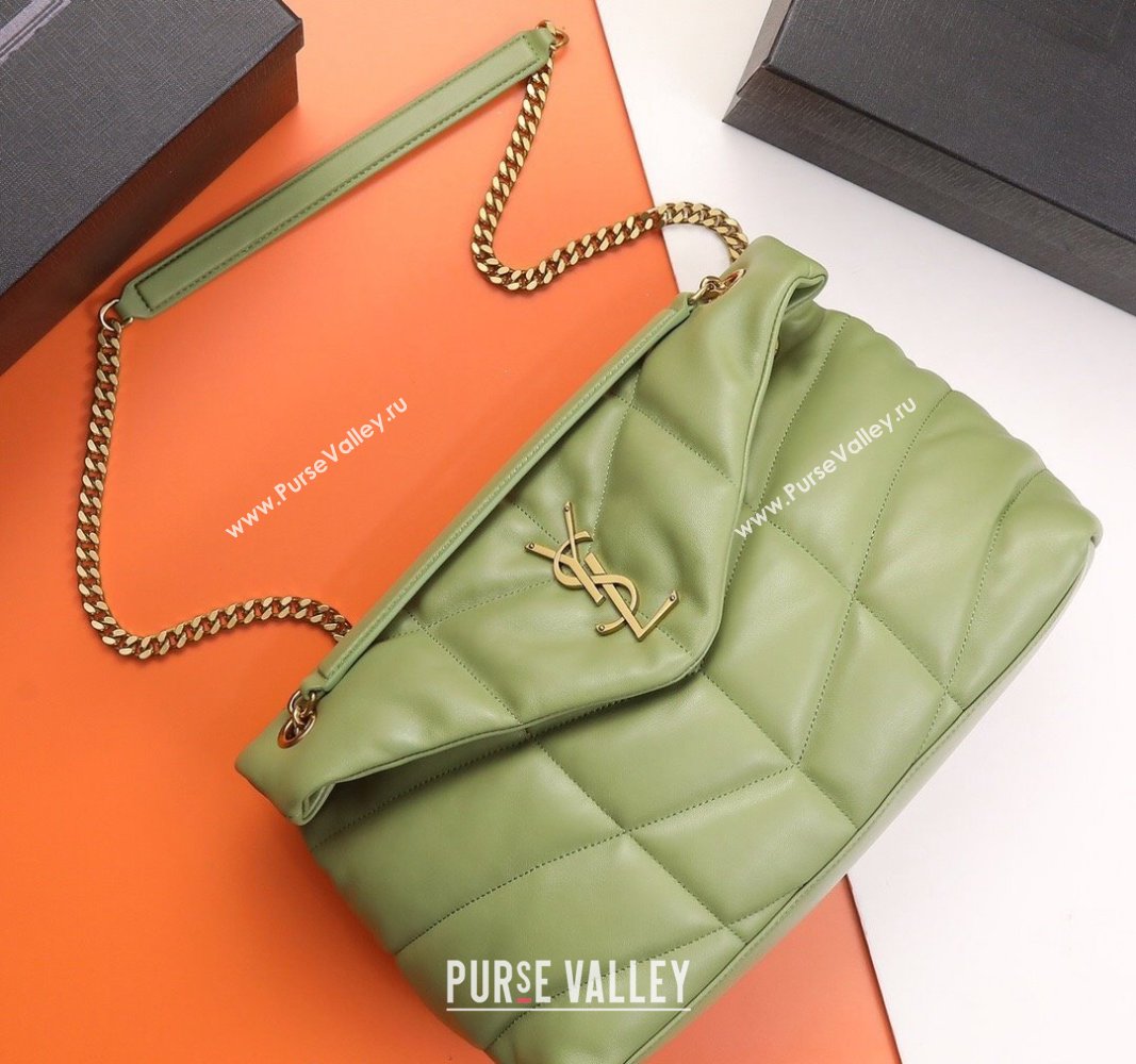 Saint Laurent Loulou Puffer Medium Bag in Quilted Lambskin 577475 Light Green 2024 0525 (YY-240525040)