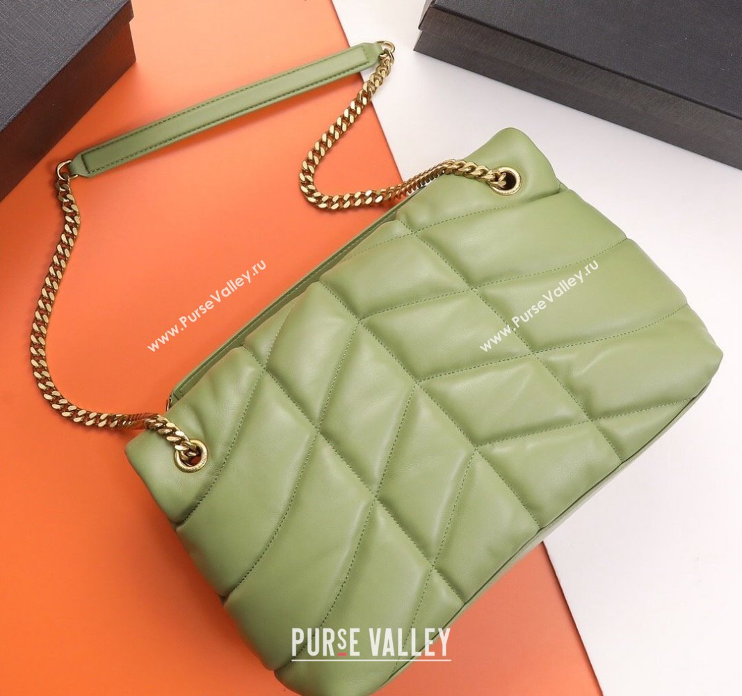 Saint Laurent Loulou Puffer Medium Bag in Quilted Lambskin 577475 Light Green 2024 0525 (YY-240525040)