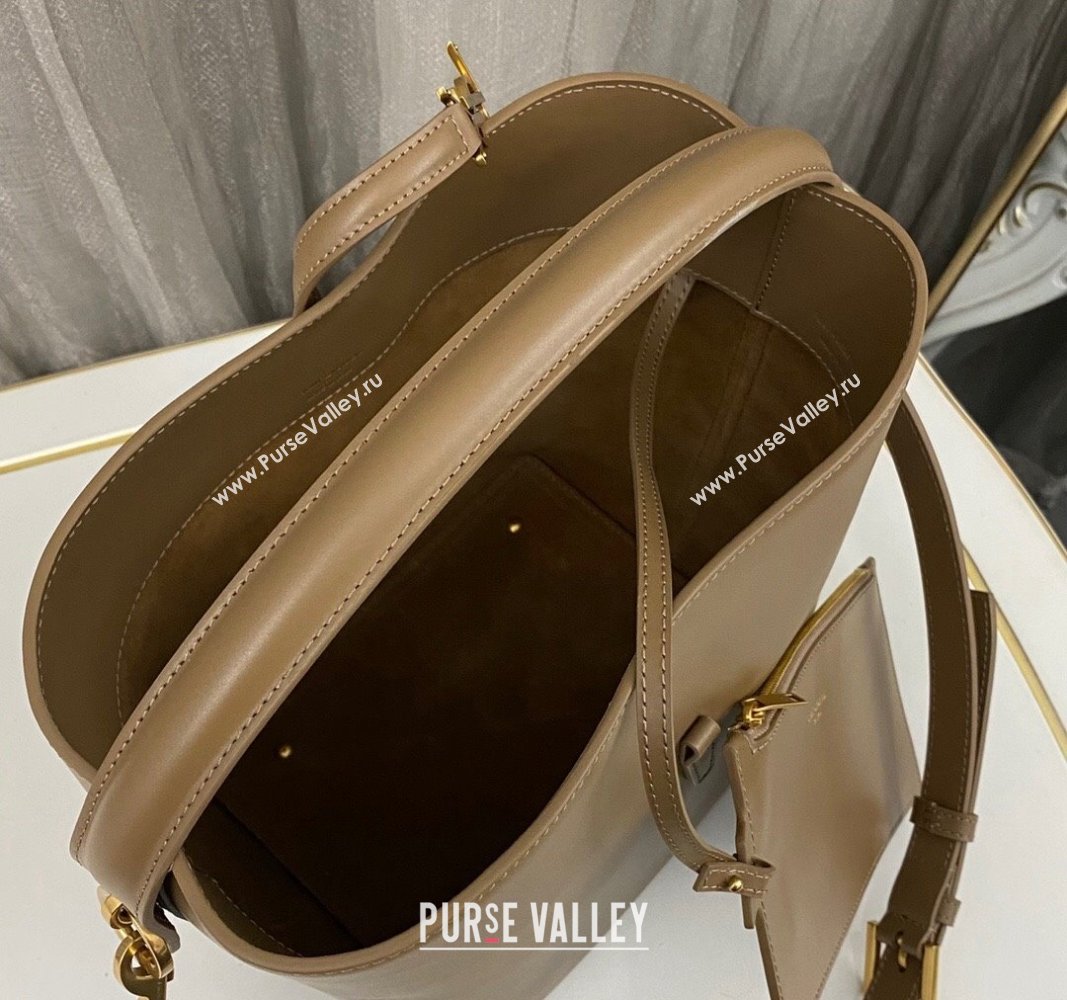 Saint Laurent Le 37 Bucket bag in Shiny Leather 742828 Dark Cork 2024 (nana-240525031)