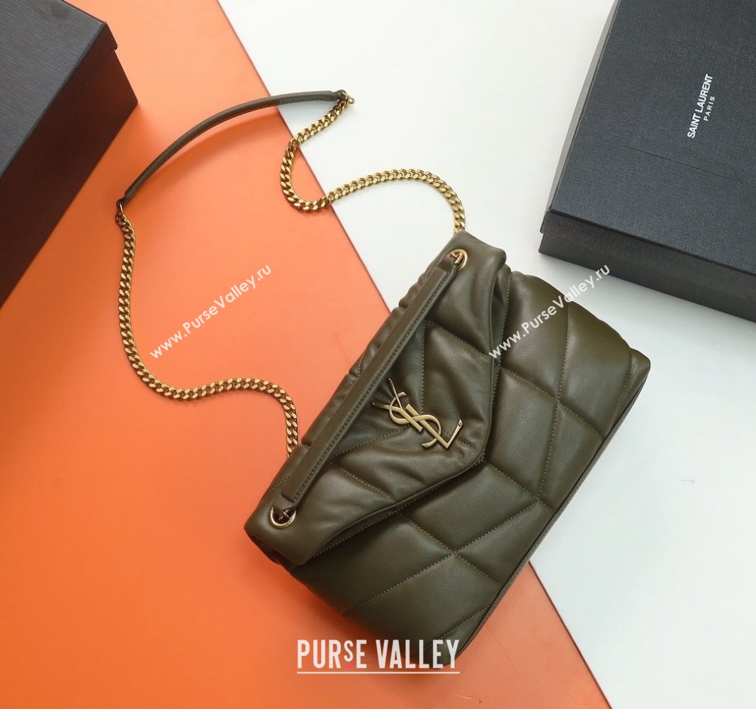 Saint Laurent Loulou Puffer Small Bag in Quilted Lambskin 577476 Olive Green 2024 0525 (YY-240525042)