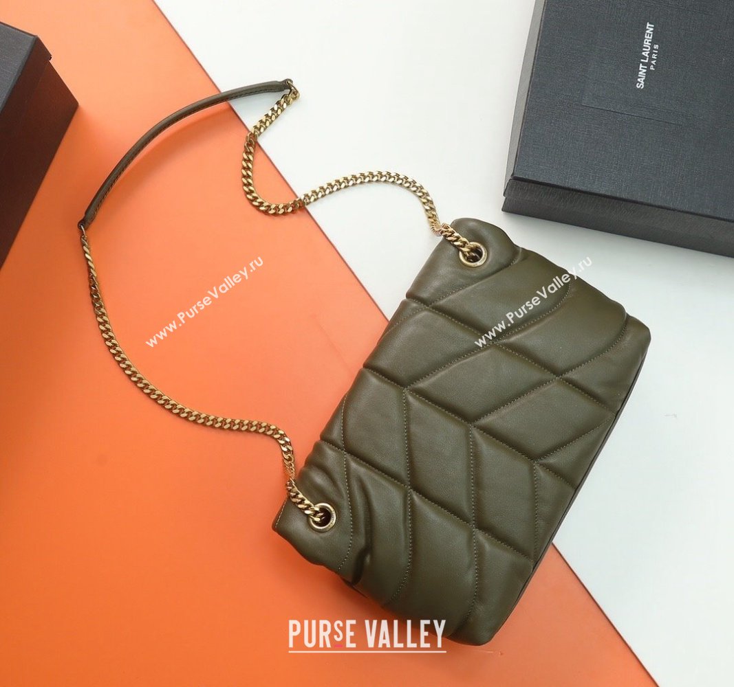 Saint Laurent Loulou Puffer Small Bag in Quilted Lambskin 577476 Olive Green 2024 0525 (YY-240525042)