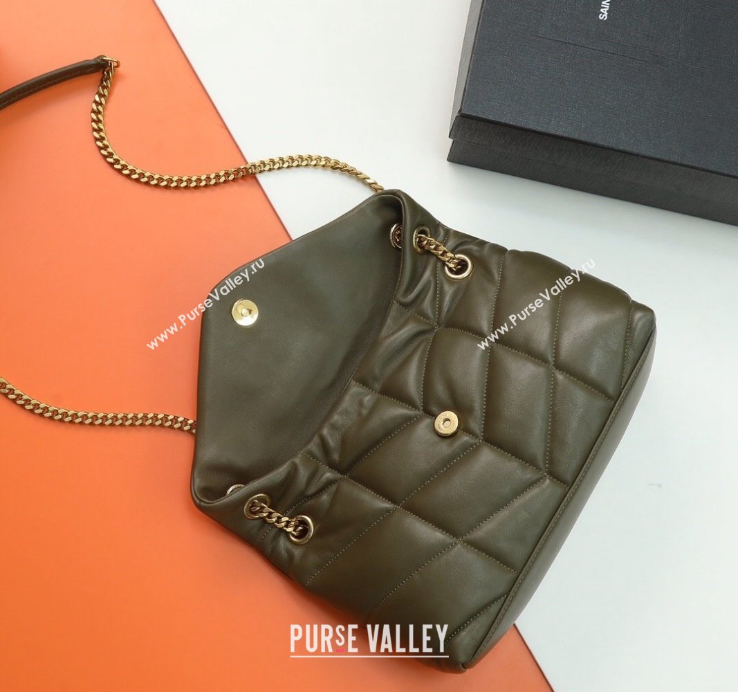 Saint Laurent Loulou Puffer Small Bag in Quilted Lambskin 577476 Olive Green 2024 0525 (YY-240525042)