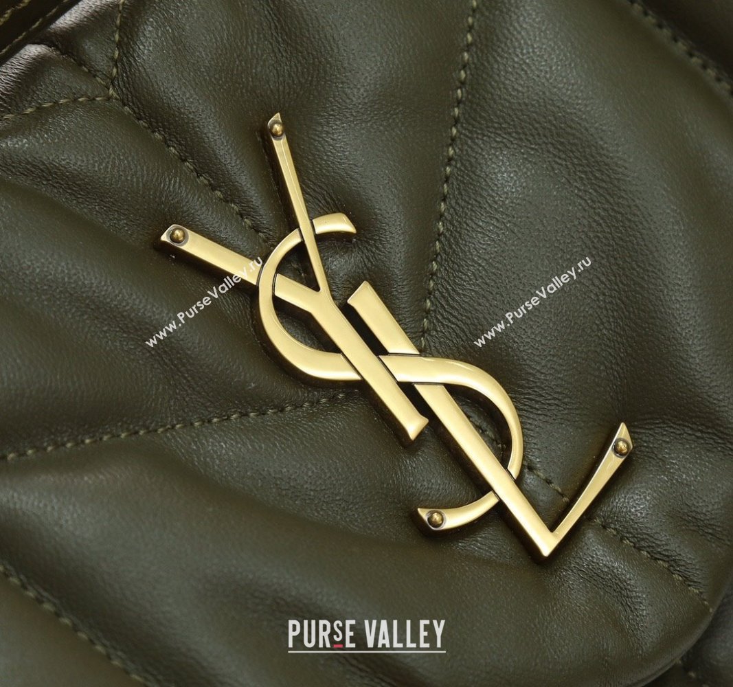 Saint Laurent Loulou Puffer Small Bag in Quilted Lambskin 577476 Olive Green 2024 0525 (YY-240525042)