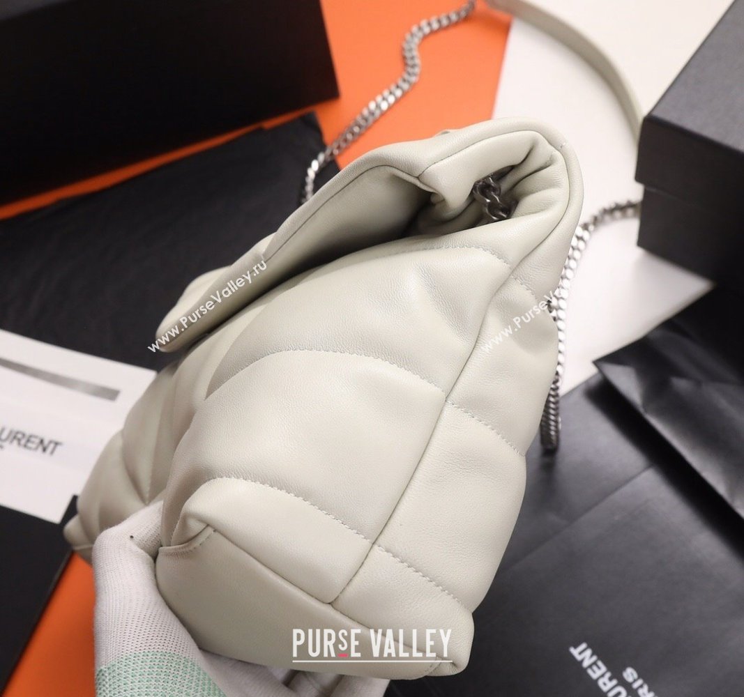 Saint Laurent Loulou Puffer Small Bag in Quilted Lambskin 577476 White/Silver 2024 0525 (YY-240525043)