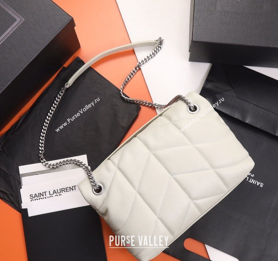 Saint Laurent Loulou Puffer Small Bag in Quilted Lambskin 577476 White/Silver 2024 0525 (YY-240525043)