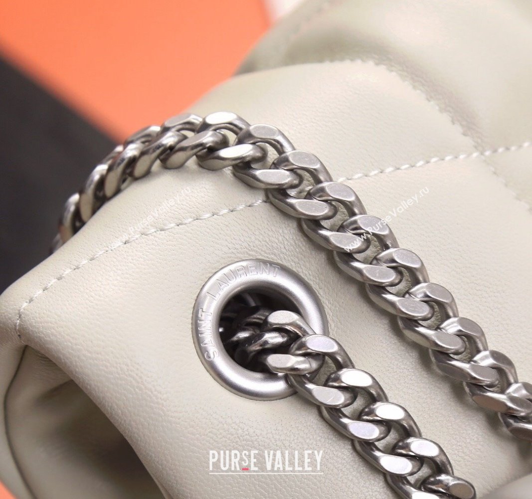 Saint Laurent Loulou Puffer Small Bag in Quilted Lambskin 577476 White/Silver 2024 0525 (YY-240525043)