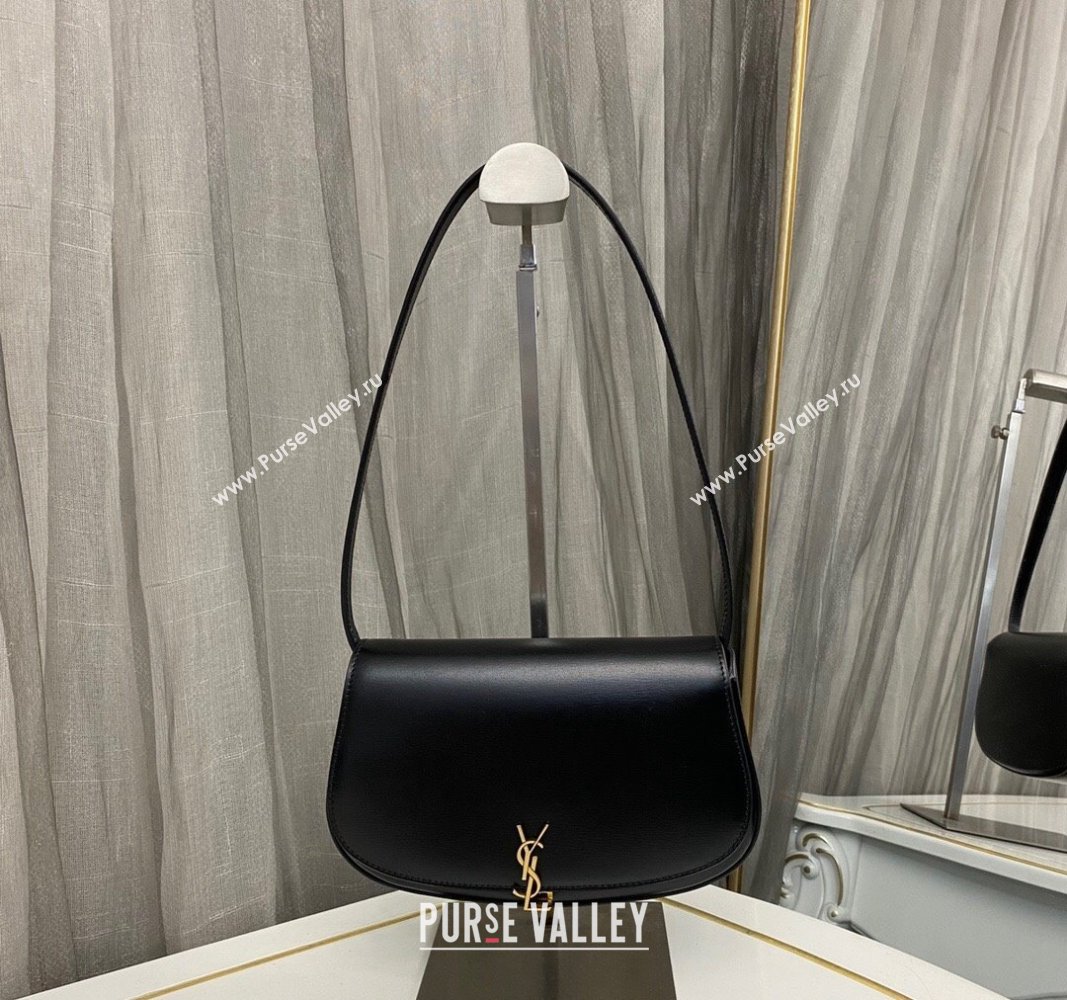 Saint Laurent Mini Voltaire Hobo Bag in Box Leather Black 2024 779642 (nana-240622008)