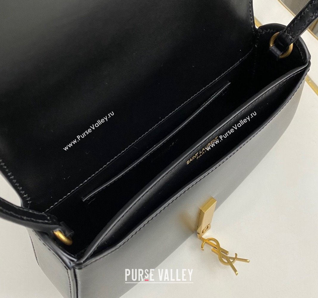 Saint Laurent Mini Voltaire Hobo Bag in Box Leather Black 2024 779642 (nana-240622008)