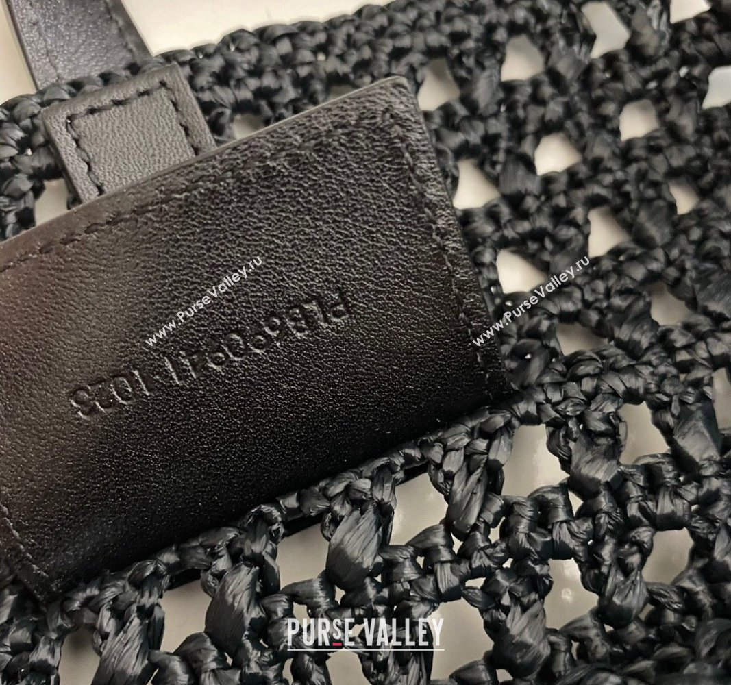 Saint Laurent LE 5 À 7 Tote Bag in Crochet Straw Black 2024 690941 (nana-240622011)