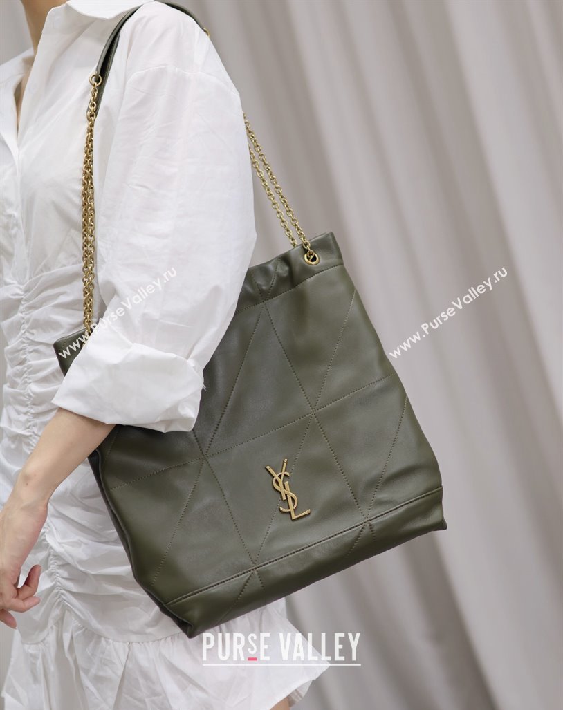 Saint Laurent Jamie 4.3 Pochon Shopping Bag in Lambskin Green 2024 781666 (YY-240622014)