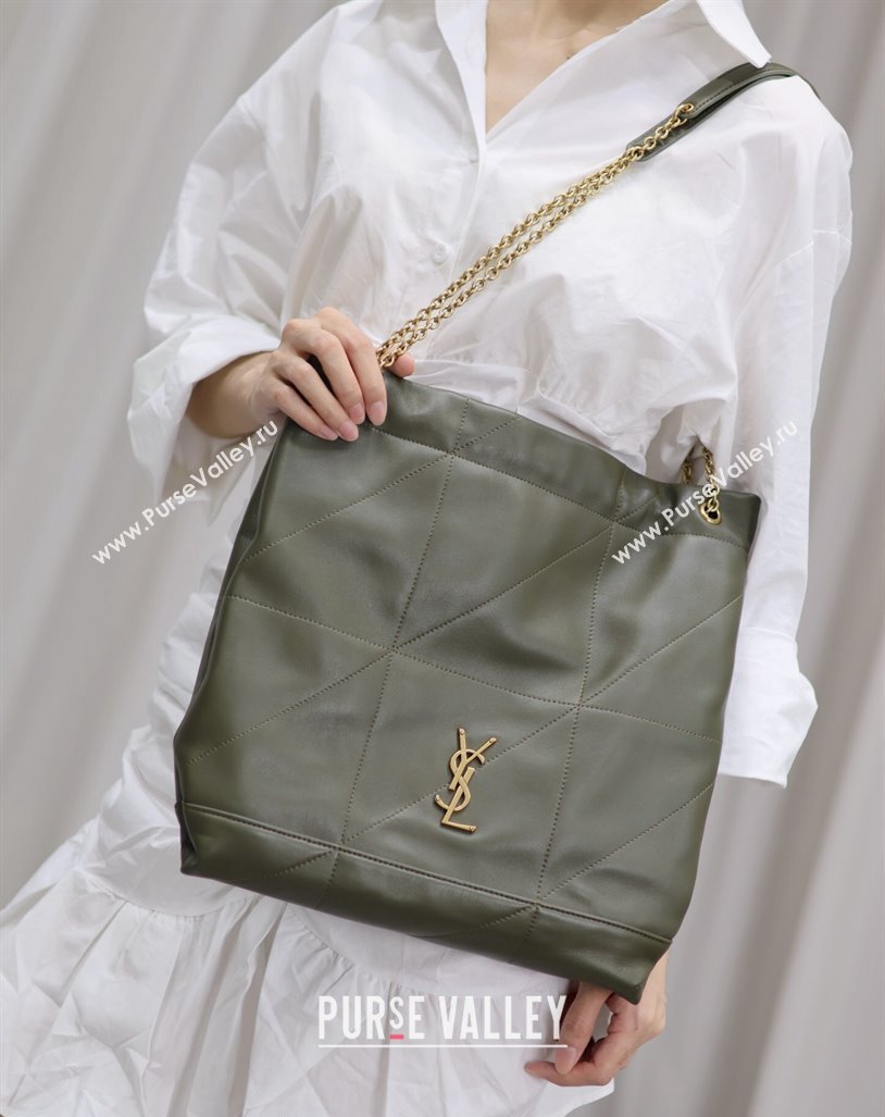 Saint Laurent Jamie 4.3 Pochon Shopping Bag in Lambskin Green 2024 781666 (YY-240622014)