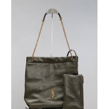 Saint Laurent Jamie 4.3 Pochon Shopping Bag in Lambskin Green 2024 781666 (YY-240622014)