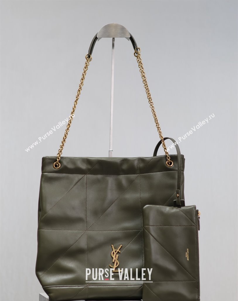 Saint Laurent Jamie 4.3 Pochon Shopping Bag in Lambskin Green 2024 781666 (YY-240622014)