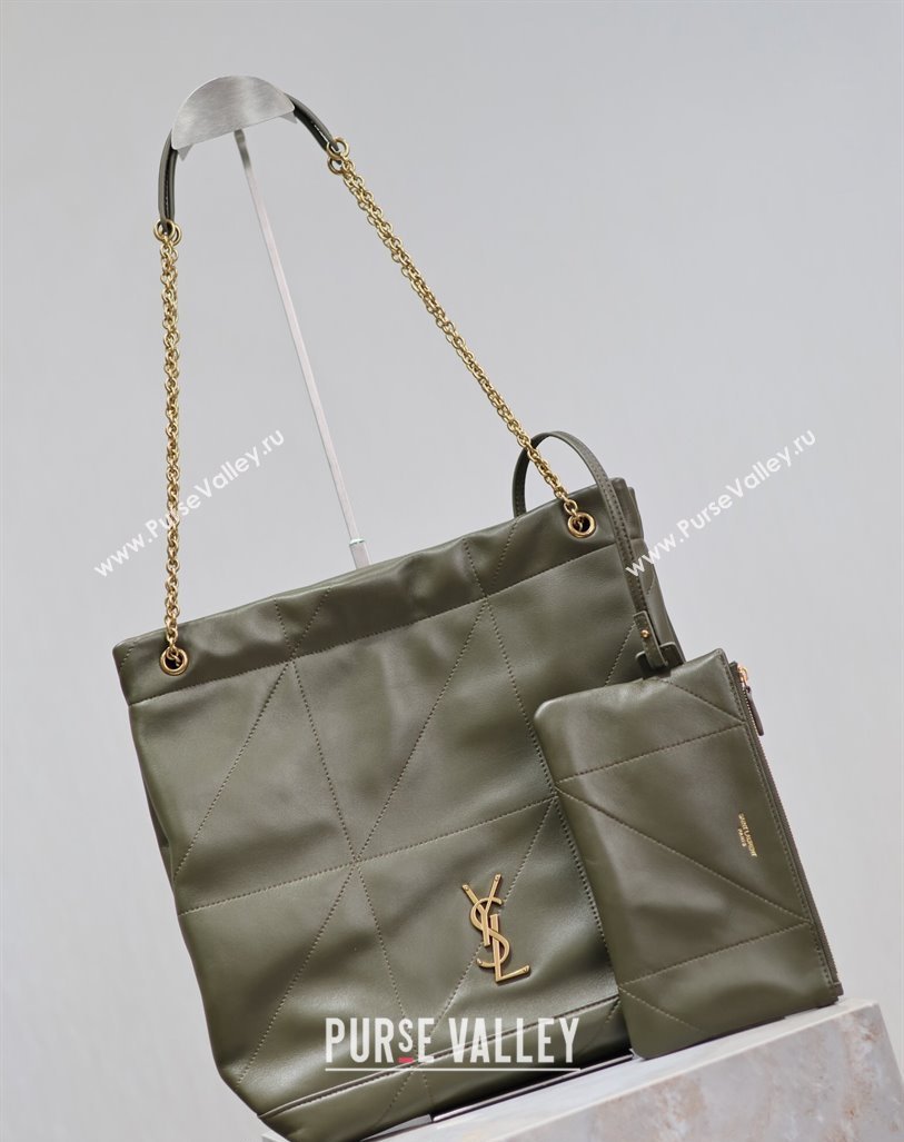 Saint Laurent Jamie 4.3 Pochon Shopping Bag in Lambskin Green 2024 781666 (YY-240622014)