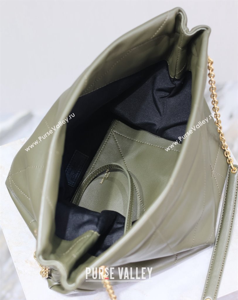 Saint Laurent Jamie 4.3 Pochon Shopping Bag in Lambskin Green 2024 781666 (YY-240622014)