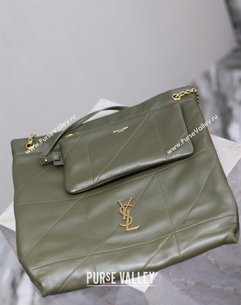 Saint Laurent Jamie 4.3 Pochon Shopping Bag in Lambskin Green 2024 781666 (YY-240622014)