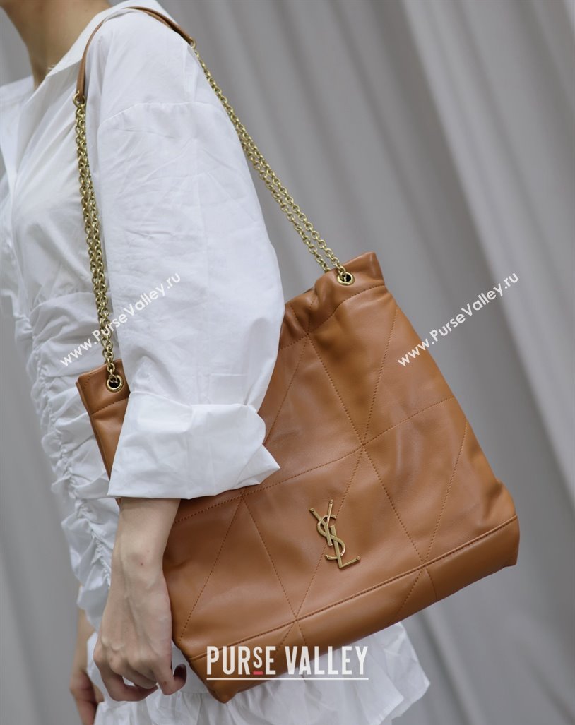 Saint Laurent Jamie 4.3 Pochon Shopping Bag in Lambskin Brown 2024 781666 (YY-240622015)