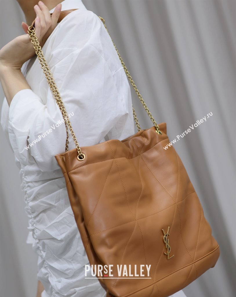 Saint Laurent Jamie 4.3 Pochon Shopping Bag in Lambskin Brown 2024 781666 (YY-240622015)