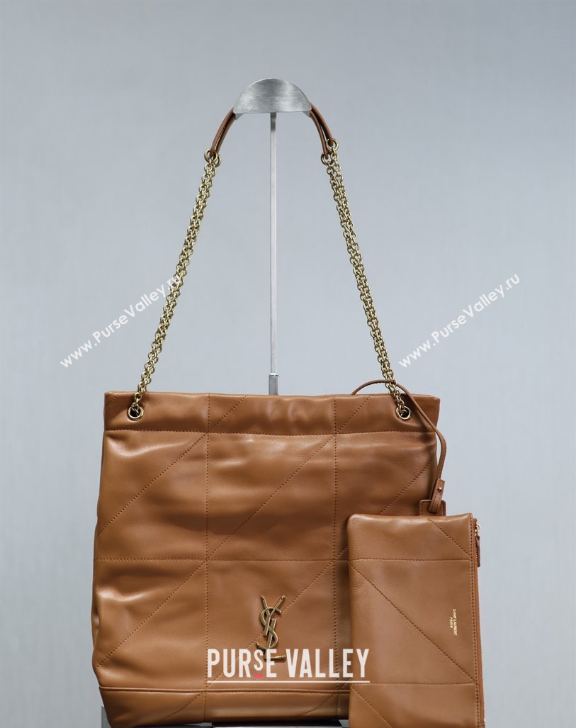 Saint Laurent Jamie 4.3 Pochon Shopping Bag in Lambskin Brown 2024 781666 (YY-240622015)