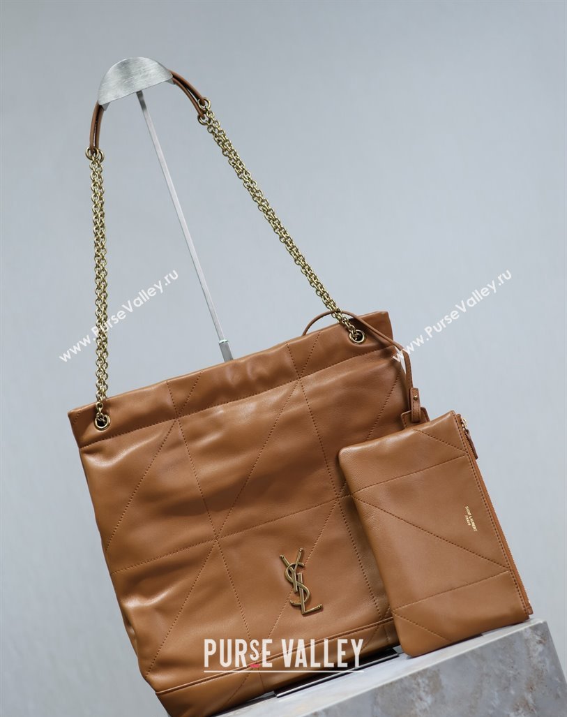 Saint Laurent Jamie 4.3 Pochon Shopping Bag in Lambskin Brown 2024 781666 (YY-240622015)