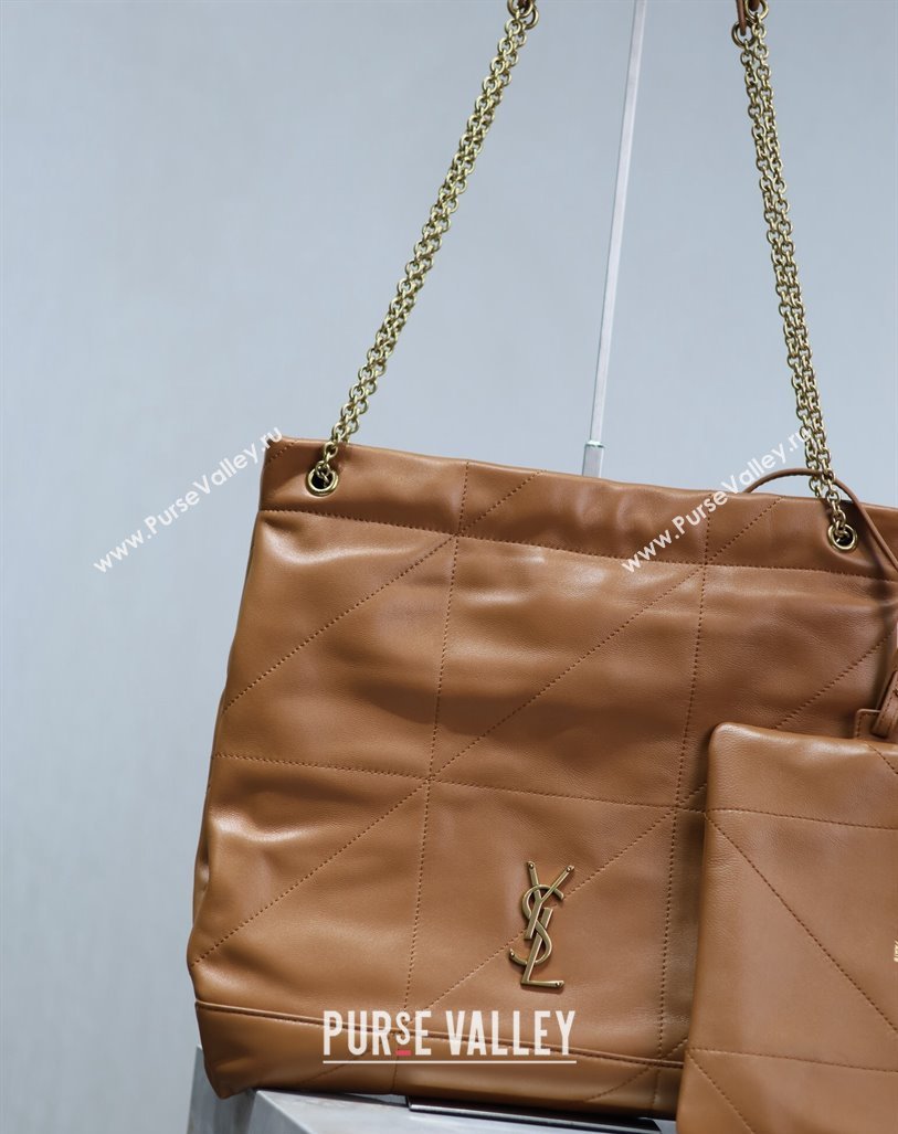 Saint Laurent Jamie 4.3 Pochon Shopping Bag in Lambskin Brown 2024 781666 (YY-240622015)