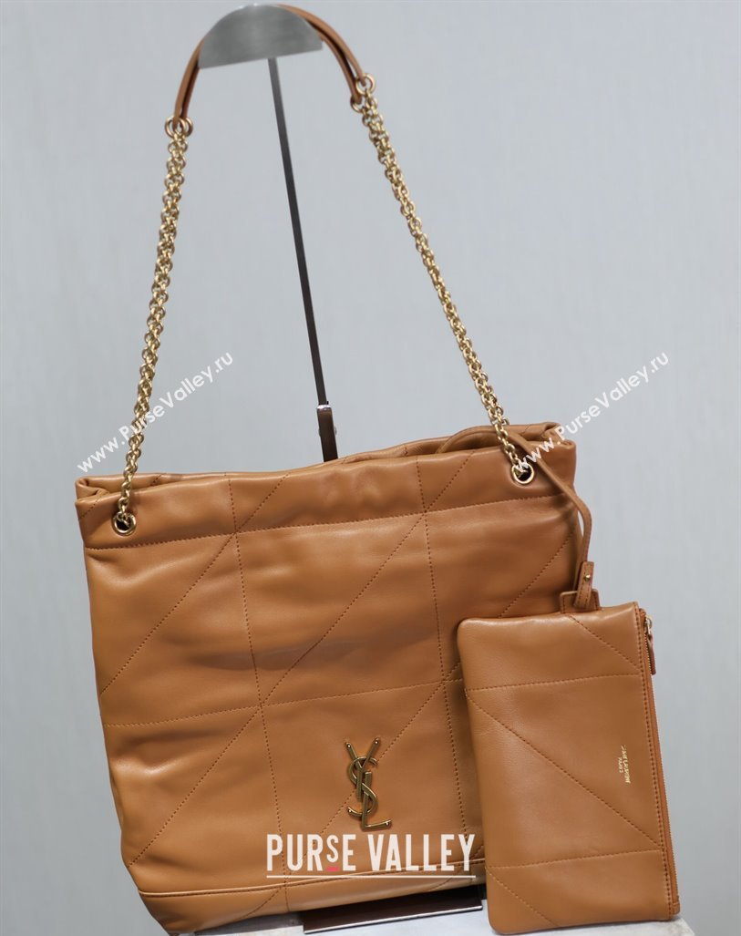 Saint Laurent Jamie 4.3 Pochon Shopping Bag in Lambskin Brown 2024 781666 (YY-240622015)