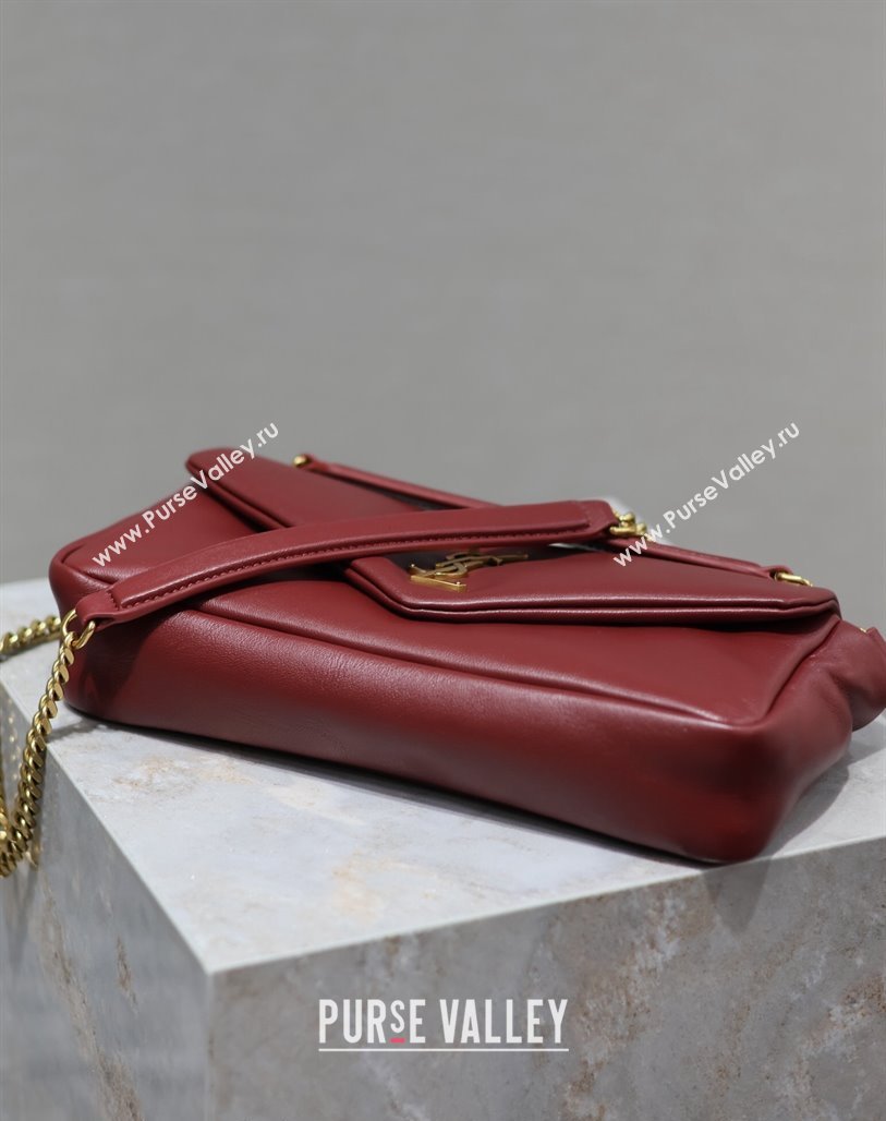 Saint Laurent Calypso Small Bag in Plunged Lambskin 734153 Red 2024 0713 (YY-240713010)