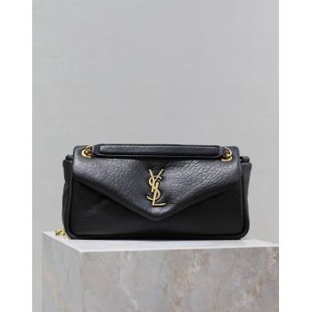 Saint Laurent Calypso Small Bag in Embossed Lambskin 734153 Black 2024 0713 (YY-240713011)