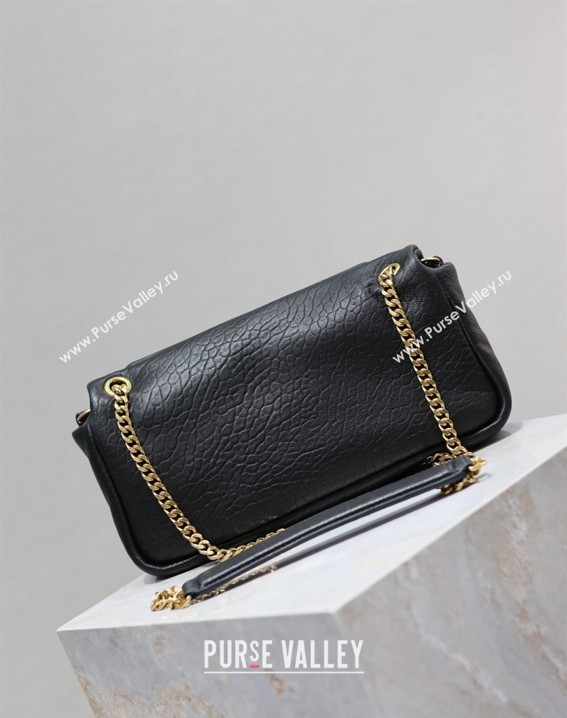 Saint Laurent Calypso Small Bag in Embossed Lambskin 734153 Black 2024 0713 (YY-240713011)