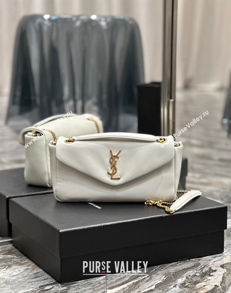 Saint Laurent Calypso Small Bag in Plunged Lambskin 734153 White 2024 0713 (YY-240713015)