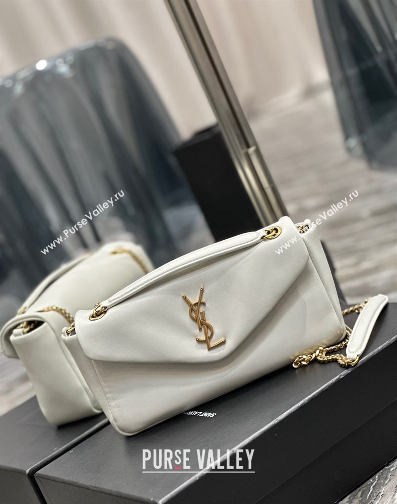 Saint Laurent Calypso Small Bag in Plunged Lambskin 734153 White 2024 0713 (YY-240713015)