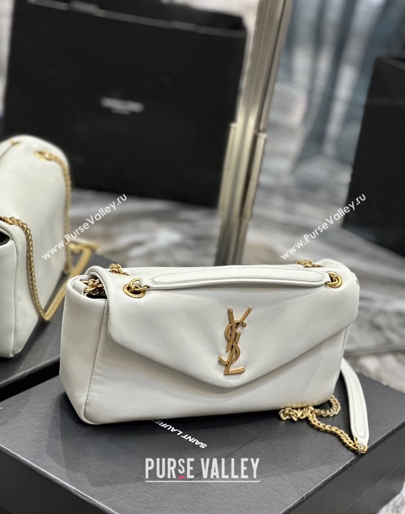 Saint Laurent Calypso Small Bag in Plunged Lambskin 734153 White 2024 0713 (YY-240713015)