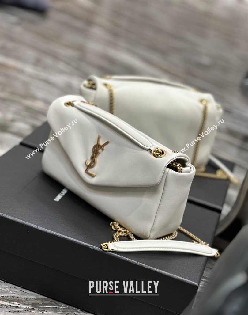 Saint Laurent Calypso Small Bag in Plunged Lambskin 734153 White 2024 0713 (YY-240713015)