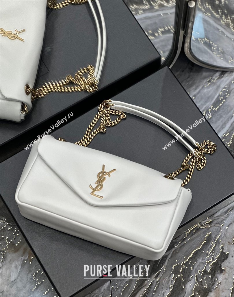 Saint Laurent Calypso Small Bag in Plunged Lambskin 734153 White 2024 0713 (YY-240713015)