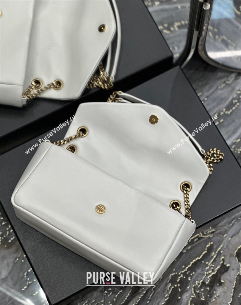 Saint Laurent Calypso Small Bag in Plunged Lambskin 734153 White 2024 0713 (YY-240713015)